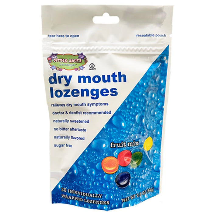 Cotton Mouth Lozenges, All Natural | Relieves Dry Mouth and Increases Saliva Production, Gluten Free, Sugar Free,Delicious Fruit Flavored 30 Count Bag