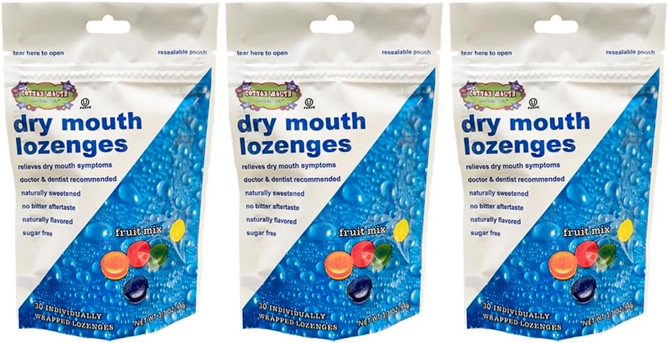 Cotton Mouth Lozenges Dry Mouth Relief Fruit Mix 3.3oz Bag (3 Bags)