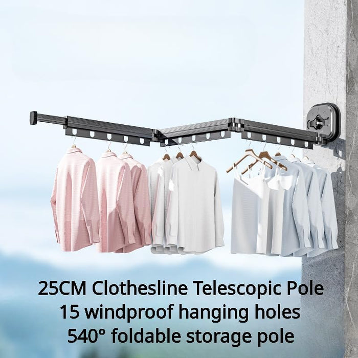Suction Cup Wall Mounted Folding Drying Rack Indoor Household Balcony no Punch Telescopic Drying Rod