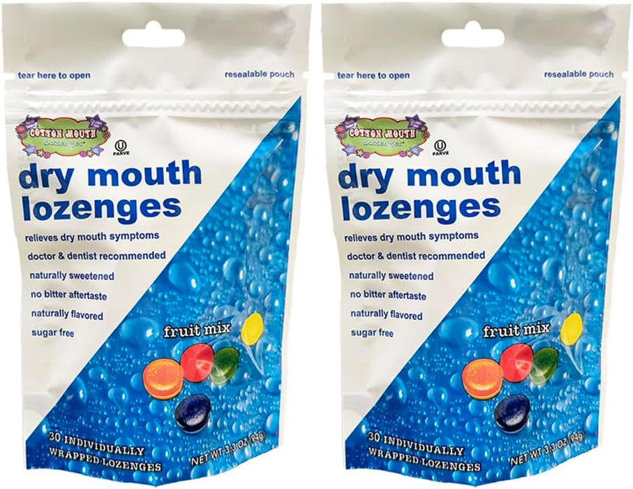 Cotton Mouth Lozenges Dry Mouth Relief Fruit Mix 3.3oz Bag (2 Bags)