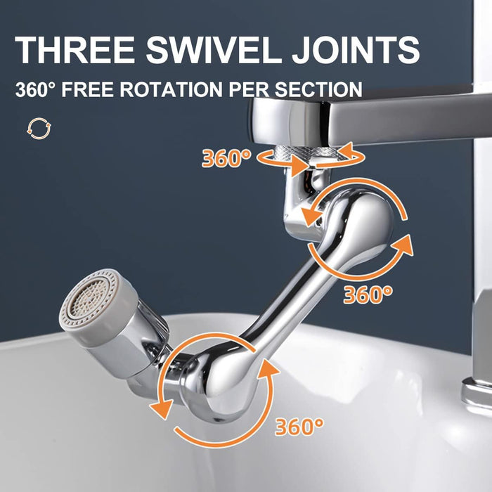 1080° Rotating Faucet Aerator Universal Splash Filter Faucet 1080 Degree Big Angle Swivel Faucet Extender Aerator Kitchen Tap Extend Bathroom Sink Gargle Face Wash Faucets Bubbler (Dual Mode)