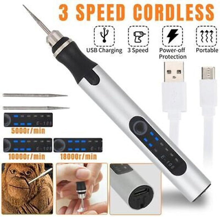 Mini Cordless Electric Grinder Drill Engraving Pen 3 Speed Rotary Tools Set