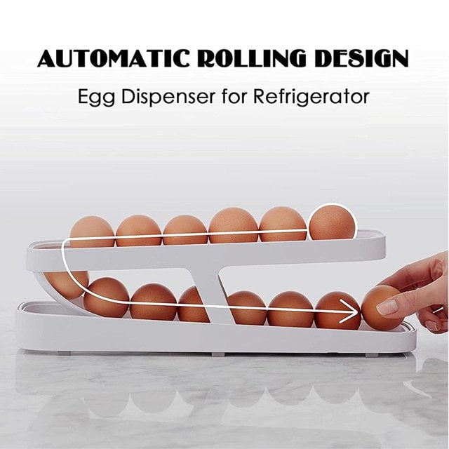 Rolling Egg Dispenser Refrigerator Organizers Containers Storage Box Automatic Sliding Spiral Egg Holder Home kitchen Gadgets