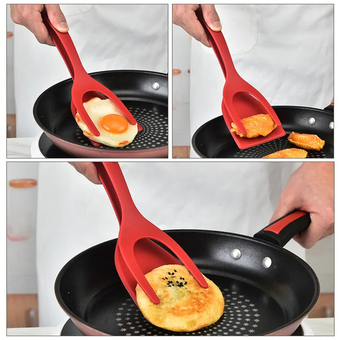 2 in 1 Grip and Flip Spatula for Eggs, Egg Flipper Spatula Silicone Egg Tong Kitchen Cooking Tool